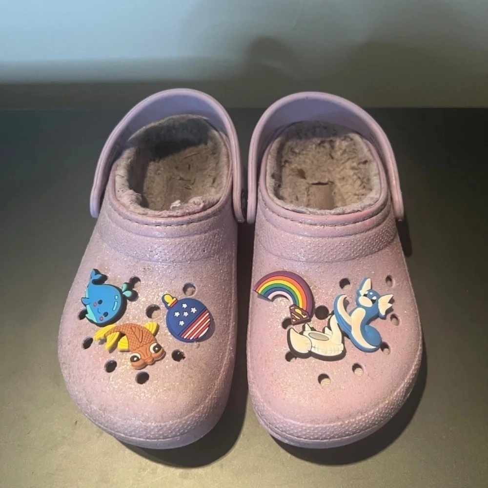 Crocs glitter faux fur toddler size 11